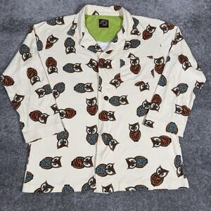 Piggy‎ Pajamas Top Men's Medium Long Sleeve Button Up Organic Cotton Sleepwear